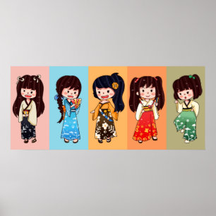 Seijin no Hi Kimono Meisjes Poster