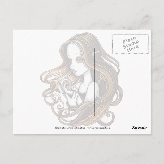 "Seika" Amber Roos Crystal Ball Angel Briefkaart (Achterkant)
