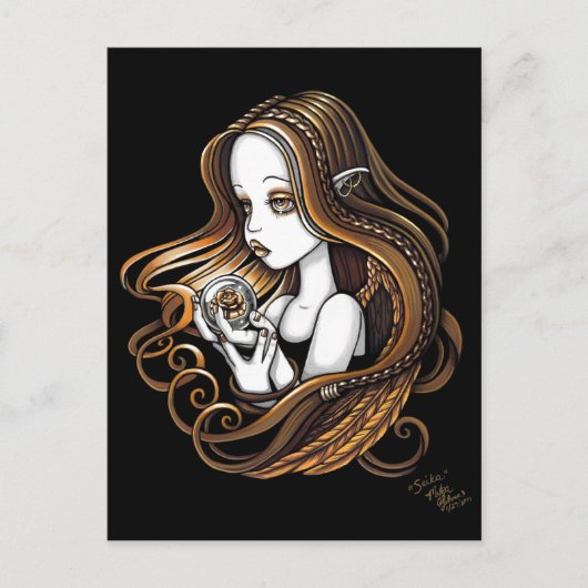 "Seika" Amber Roos Crystal Ball Angel Briefkaart (Voorkant)