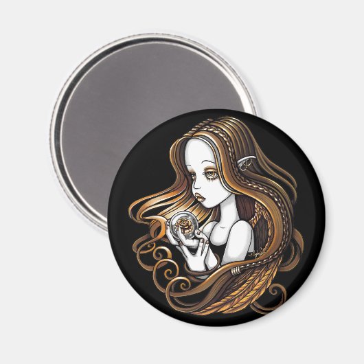 "Seika" Amber Roos Crystal Ball Angel magneet (Voorkant / Achterkant)