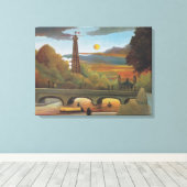 Seine & Eiffel Tower in the Sunset (Parijs, Frankr Canvas Afdruk (Insitu (Houten vloer))