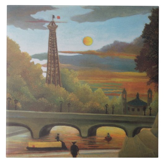 Seine & Eiffel Tower in the Sunset (Parijs, Frankr Tegeltje (Voorkant)