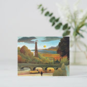 Seine Eiffel Tower Sunset Henri Rousseau Briefkaart (Staand voorkant)