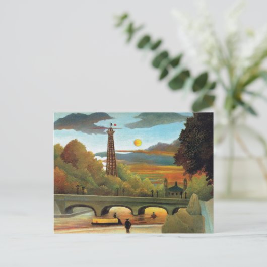 Seine Eiffel Tower Sunset Henri Rousseau Briefkaart (Staand voorkant)