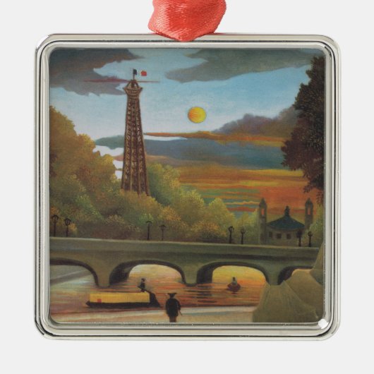 Seine & Eiffeltoren bij zonsondergang (Parijs, Fra Metalen Ornament (Voorkant)