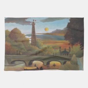 Seine en Eiffeltoren bij zonsondergang door Henri  Theedoek