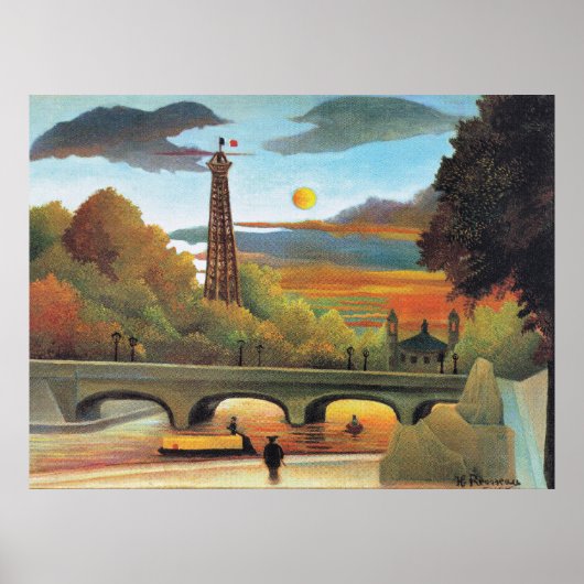 Seine en Eiffeltoren bij zonsondergang, Poster (Voorkant)