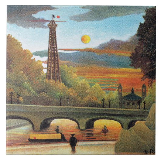 Seine en Eiffeltoren bij zonsondergang, Tegeltje (Voorkant)