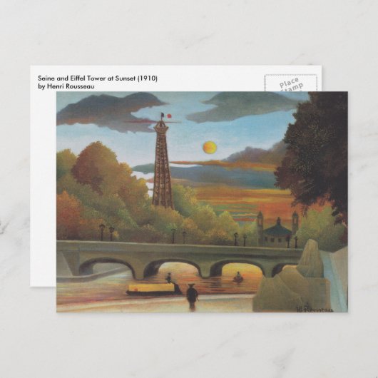 Seine- en Eiffeltoren op zonsondergang door Henri Briefkaart (Voorkant / Achterkant)