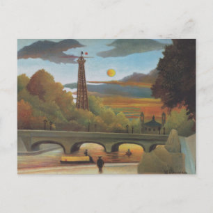Seine- en Eiffeltoren op zonsondergang door Henri  Briefkaart