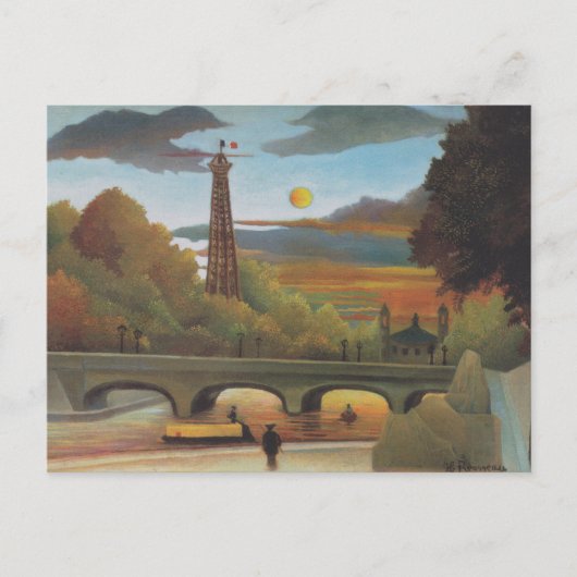 Seine- en Eiffeltoren op zonsondergang door Henri Briefkaart (Voorkant)