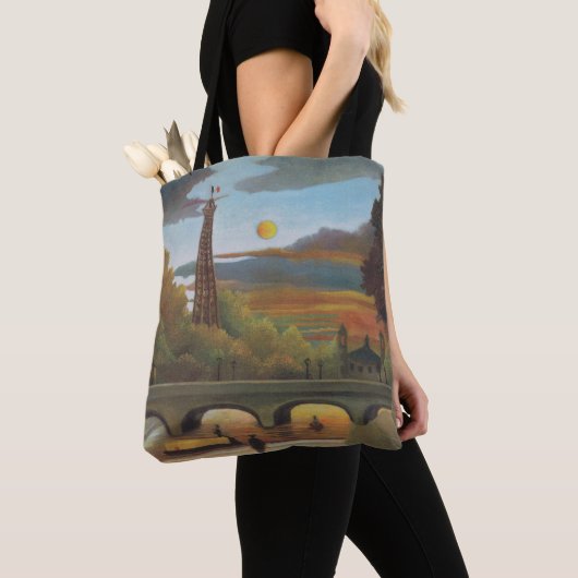 Seine- en Eiffeltoren op zonsondergang door Henri Tote Bag (Dichtbij)