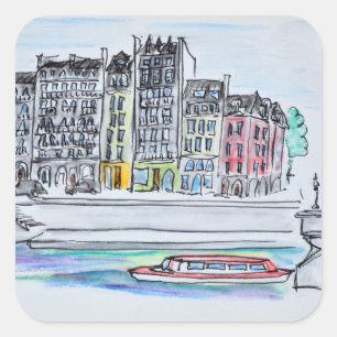 Seine Ile Saint-Louis, Parijs Vierkante Sticker
