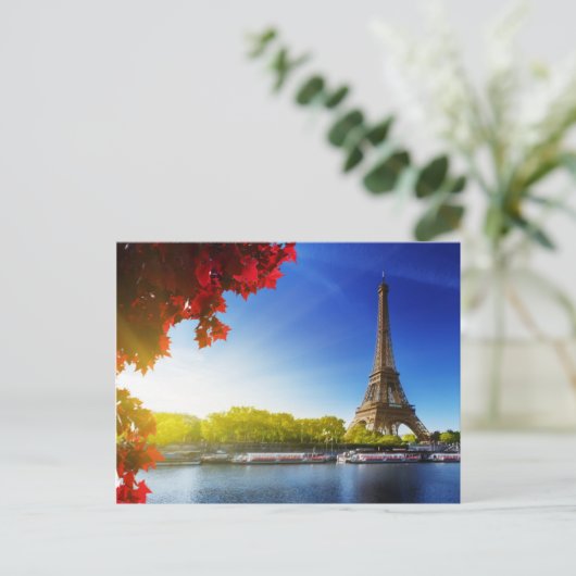 Seine in Parijs met olifantentoren in het najaar Briefkaart (Staand voorkant)