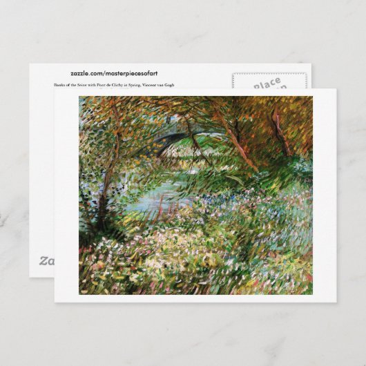 Seine, Pont de Clichy in Spring, Van Gogh Fine Art Briefkaart (Voorkant / Achterkant)