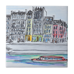 Seine rivier   Ile Saint-Louis, Parijs Tegeltje