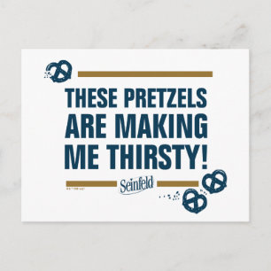 Seinfeld "Deze pretzels" Typografie Grafisch Briefkaart