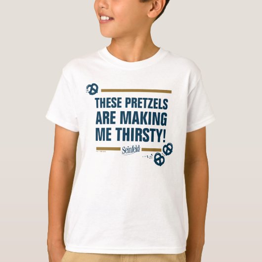 Seinfeld | "Deze pretzels" Typografie Grafisch T-shirt (Voorkant)