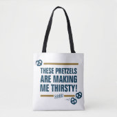 Seinfeld | "Deze pretzels" Typografie Grafisch Tote Bag (Voorkant)