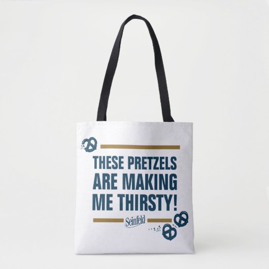 Seinfeld | "Deze pretzels" Typografie Grafisch Tote Bag (Voorkant)