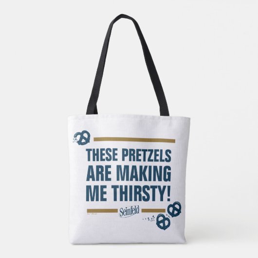 Seinfeld | "Deze pretzels" Typografie Grafisch Tote Bag (Achterkant)