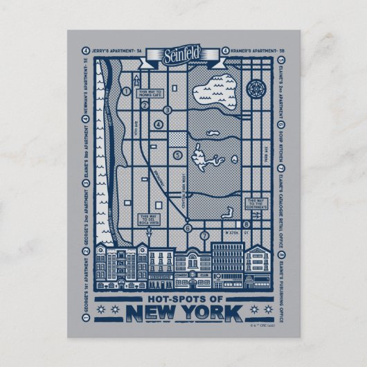 Seinfeld | Hot Spots of New York Map Briefkaart (Voorkant)