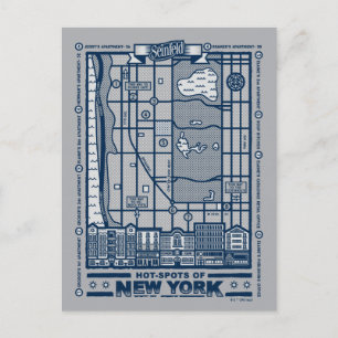 Seinfeld Hot Spots of New York Map Briefkaart