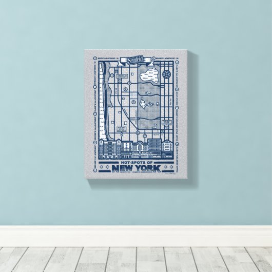 Seinfeld | Hot Spots of New York Map Canvas Afdruk (Insitu (Houten vloer))