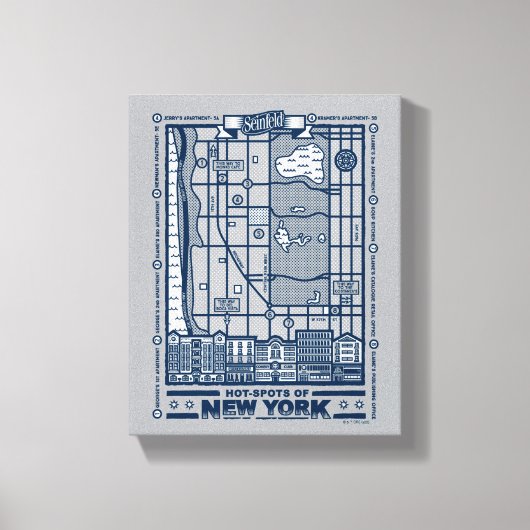 Seinfeld | Hot Spots of New York Map Canvas Afdruk (Voorkant)