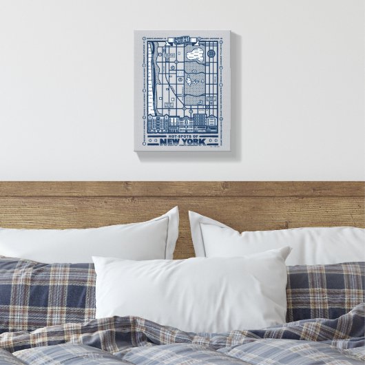 Seinfeld | Hot Spots of New York Map Canvas Afdruk (Insitu (Slaapkamer))