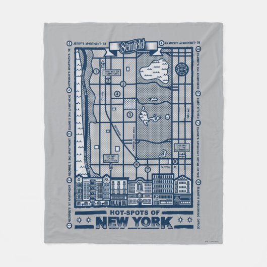 Seinfeld | Hot Spots of New York Map Fleece Deken (Voorkant)