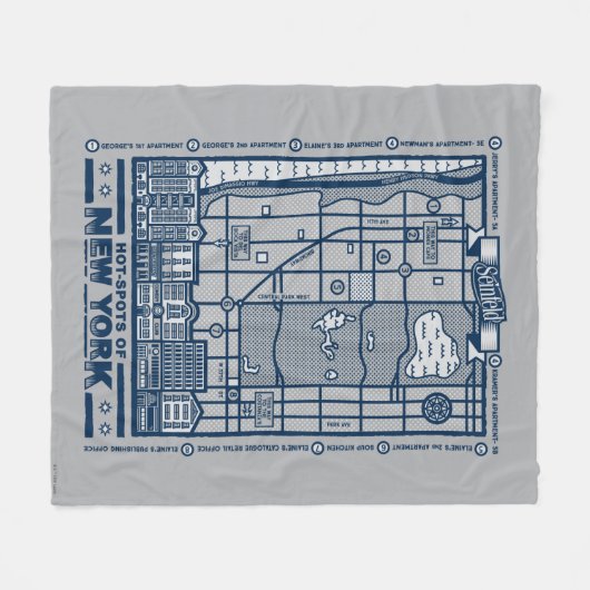 Seinfeld | Hot Spots of New York Map Fleece Deken (Voorkant (Horizontaal))