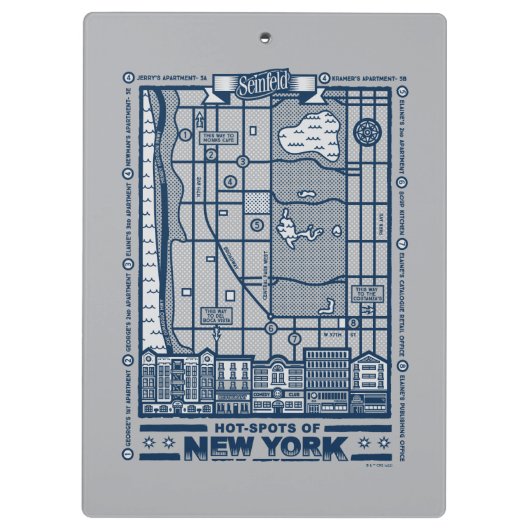Seinfeld | Hot Spots of New York Map Klembord (Achterkant)