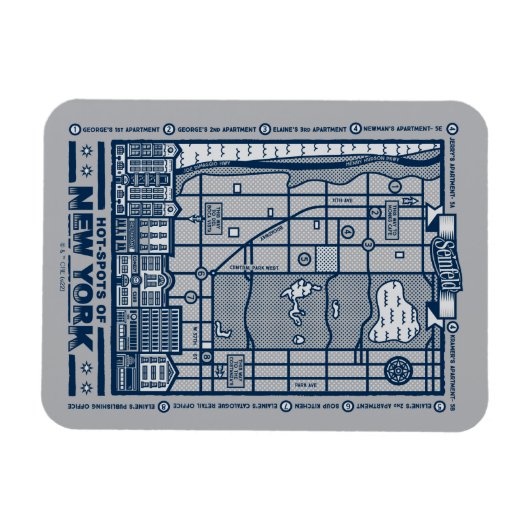 Seinfeld | Hot Spots of New York Map Magneet (Horizontaal)
