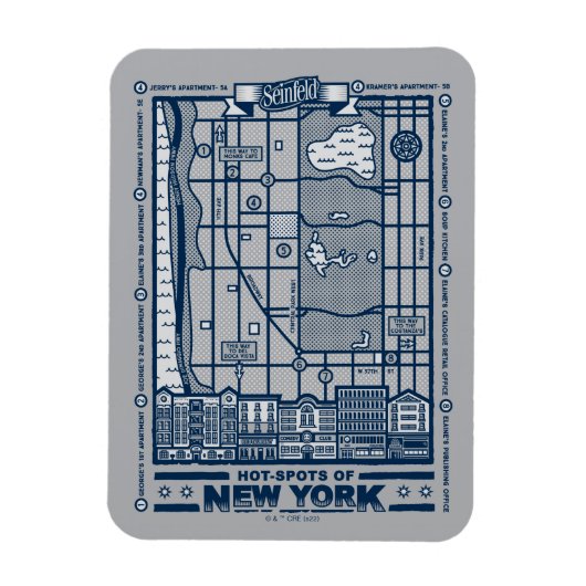 Seinfeld | Hot Spots of New York Map Magneet (Verticaal)