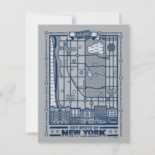 Seinfeld | Hot Spots of New York Map Notitiekaartje (Voorkant)