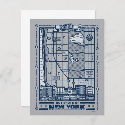 Seinfeld | Hot Spots of New York Map Notitiekaartje (Voorkant / Achterkant)