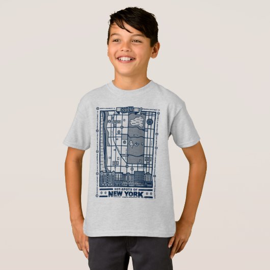 Seinfeld | Hot Spots of New York Map T-shirt (Voorkant volledig)