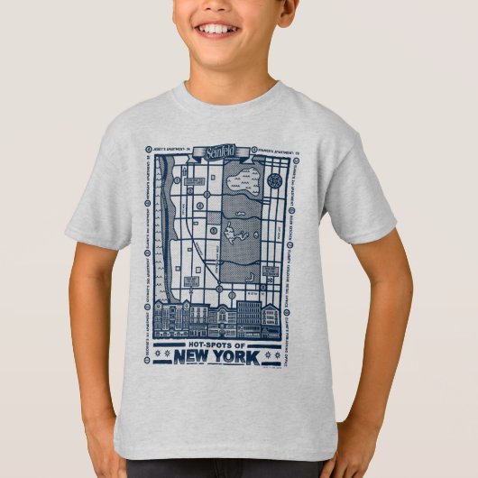 Seinfeld | Hot Spots of New York Map T-shirt (Voorkant)