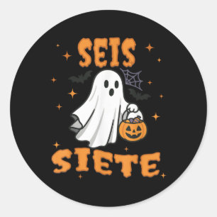 Seis Siete Spaanse Halloween 67 Jongens Kinderen Z Ronde Sticker