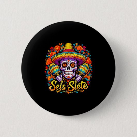 Seis Siete Spanish Humor Clroom Teaching Laugh Esp Ronde Button 5,7 Cm (Voorkant)
