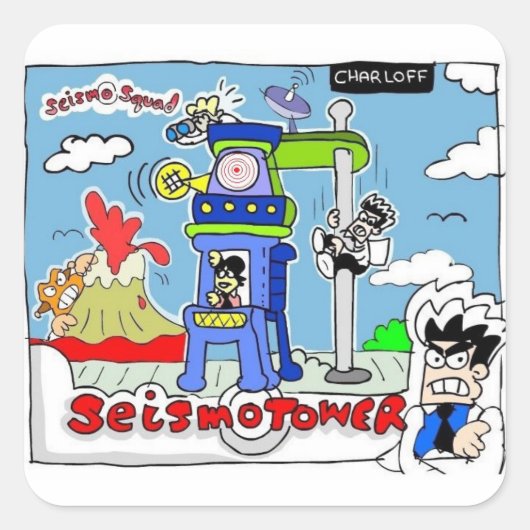 SeismoSquad SeismoTower-Sticker Vierkante Sticker (Voorkant)