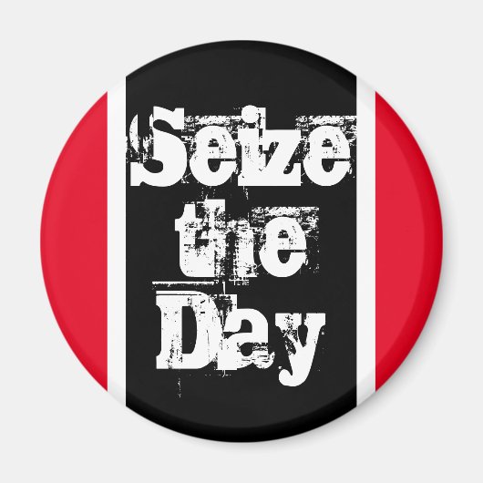 Seize De Dag Geluk Quote Modern Zwart Rood Magneet (Voorkant)