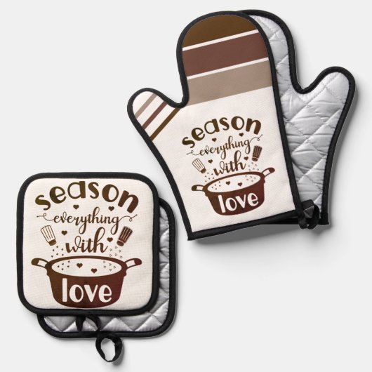 Seizoen alles met liefde ❤️ ovenwant & pannenlap set (Voorkant / Achterkant)