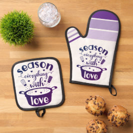 Seizoen Alles met Liefde ❤️ Paarse Ovenwant & Pannenlap Set
