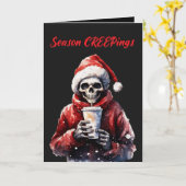 Seizoen Creepings Kerstmis Skelet Kaart (Gele Bloem)