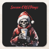 Seizoen Creepings Kerstmis Skelet Kartonnen Onderzetters (Voorkant)