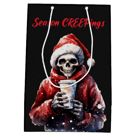 Seizoen Creepings Kerstmis Skelet Medium Cadeauzakje (Achterkant)