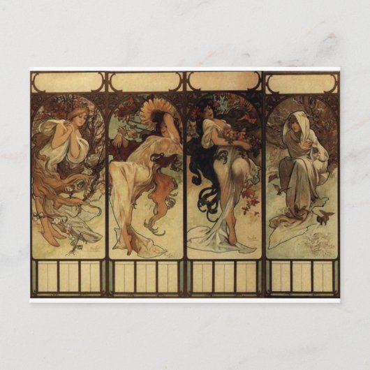 Seizoen door Alphonse Mucha Briefkaart (Voorkant)