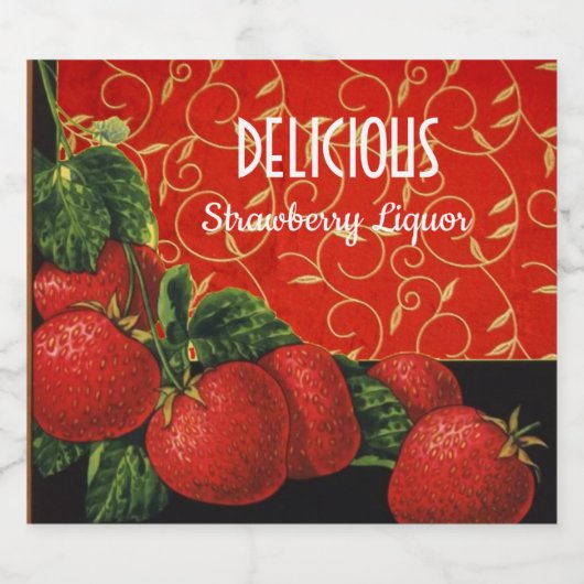 SEIZOEN FRUIT, AARDBEIEN likeur Likeurfles Etiket (Enkel label)